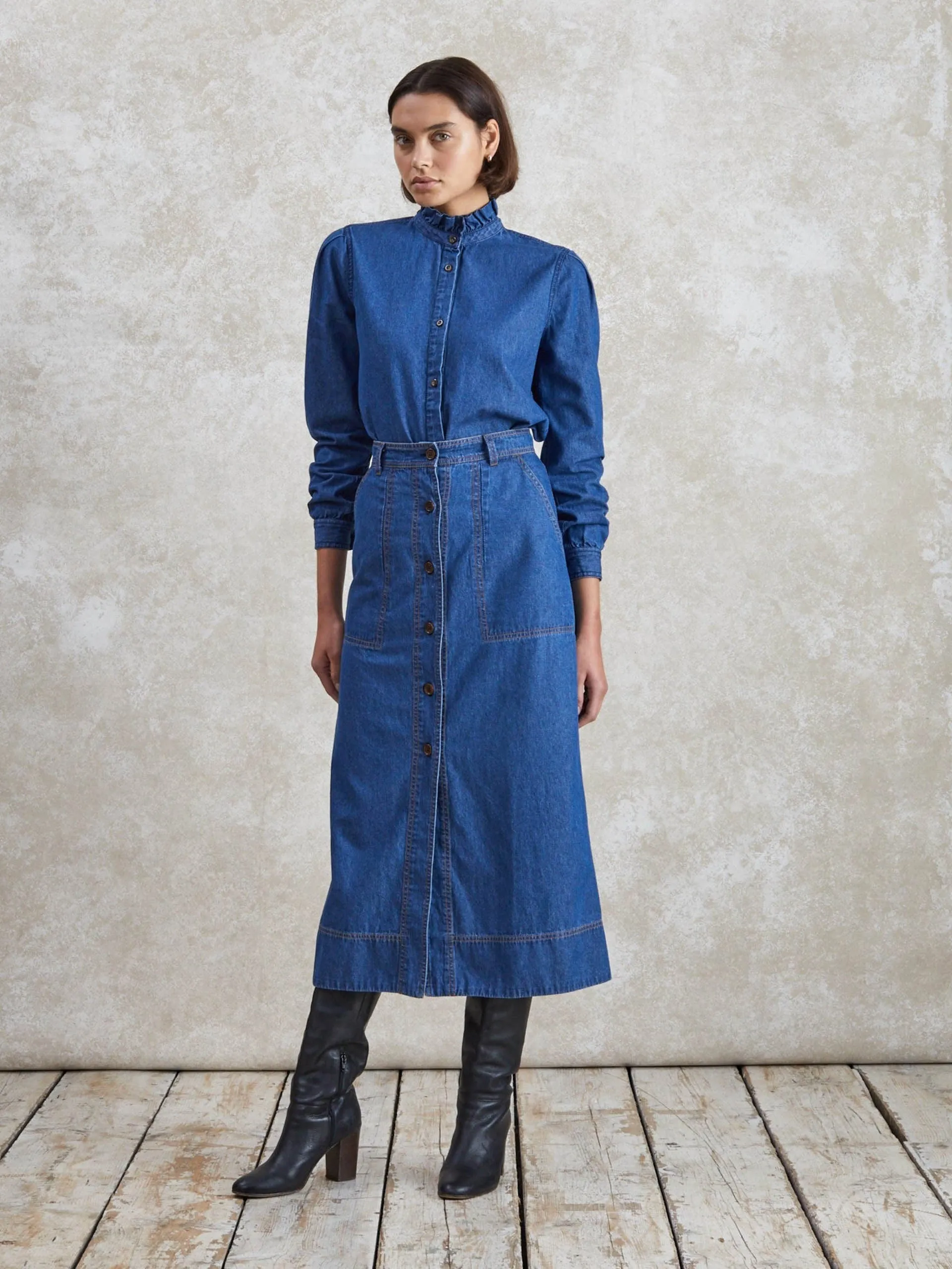 Mid-blue Mabel denim skirt