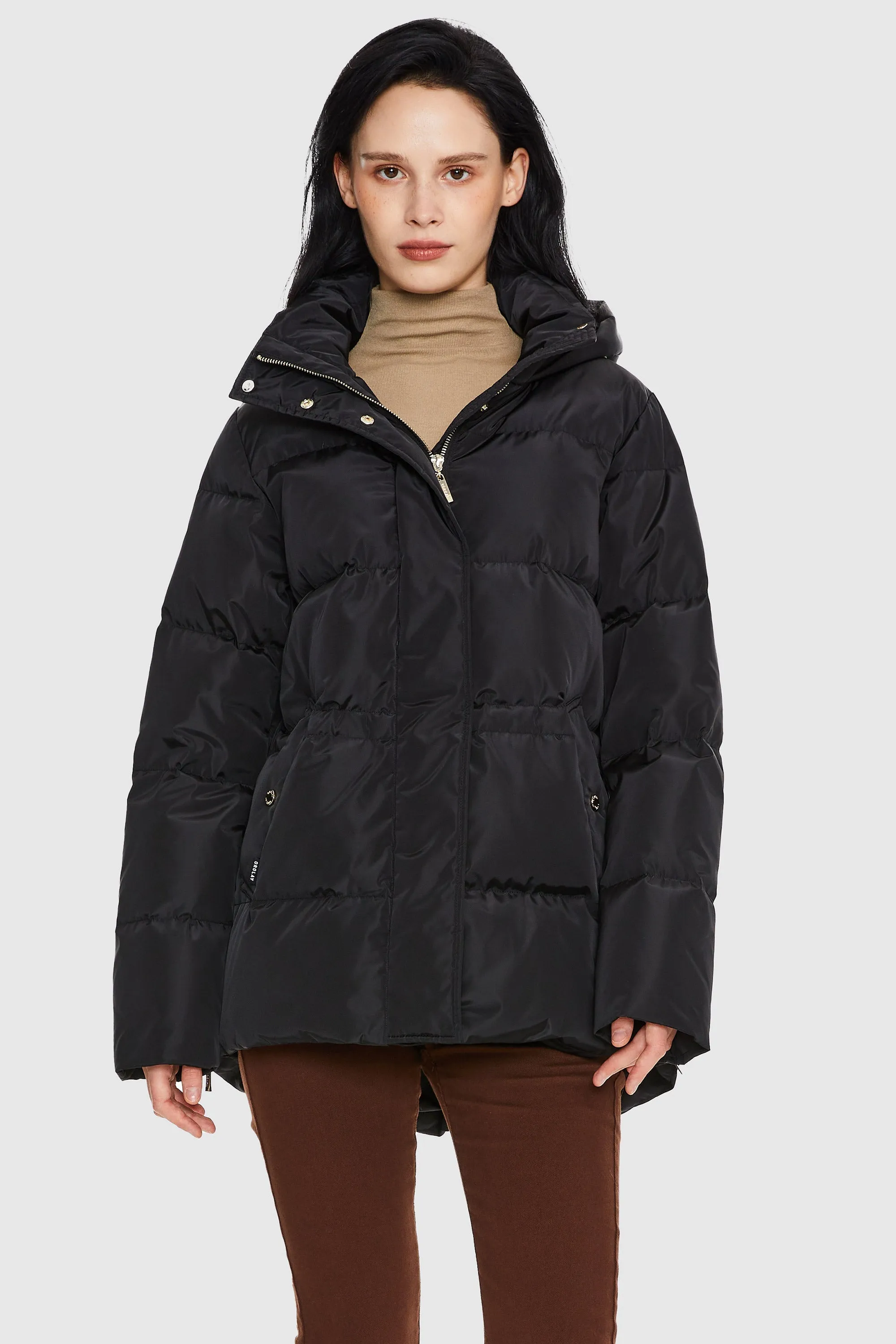 Mid-Length Hooded Down Jacket