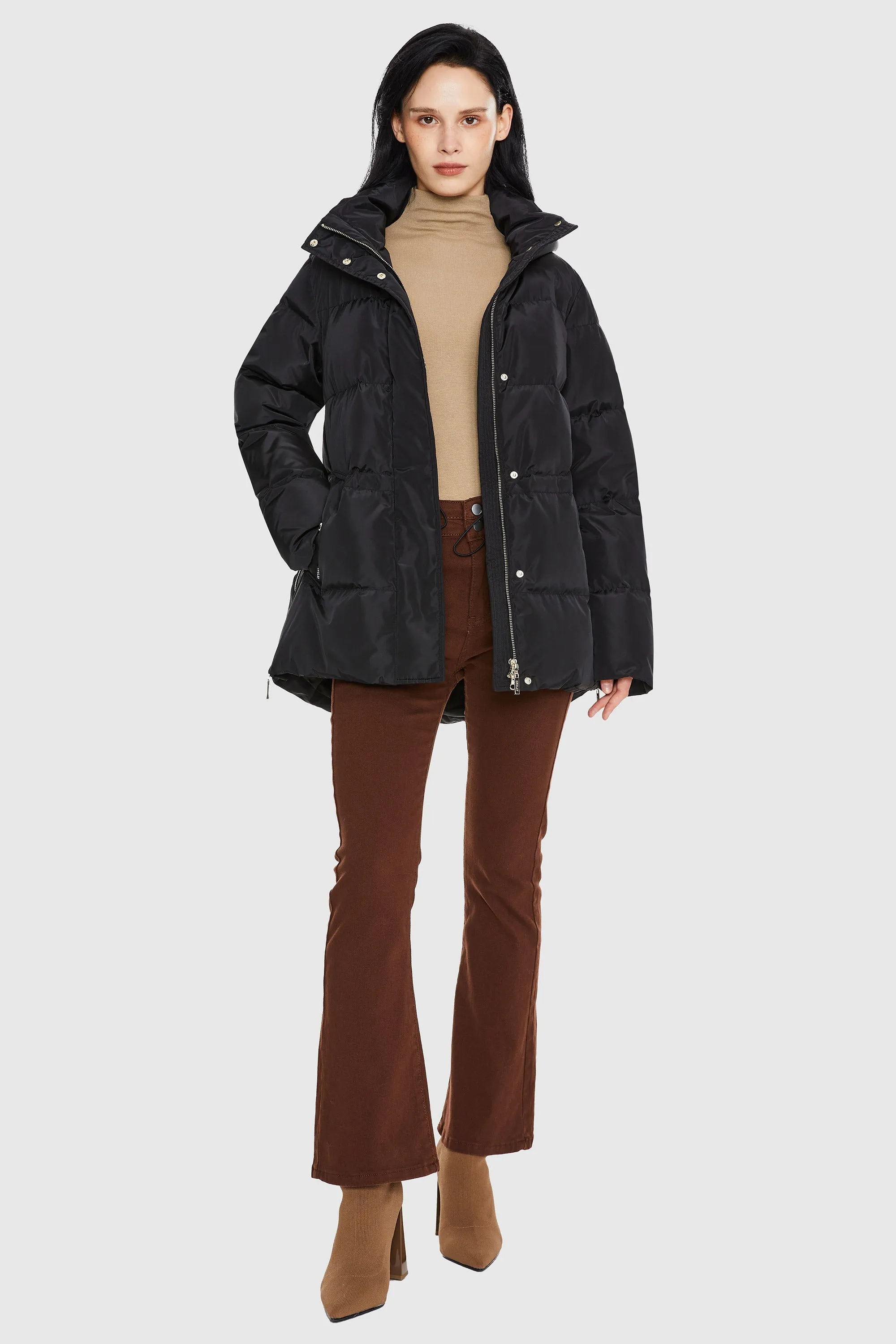 Mid-Length Hooded Down Jacket