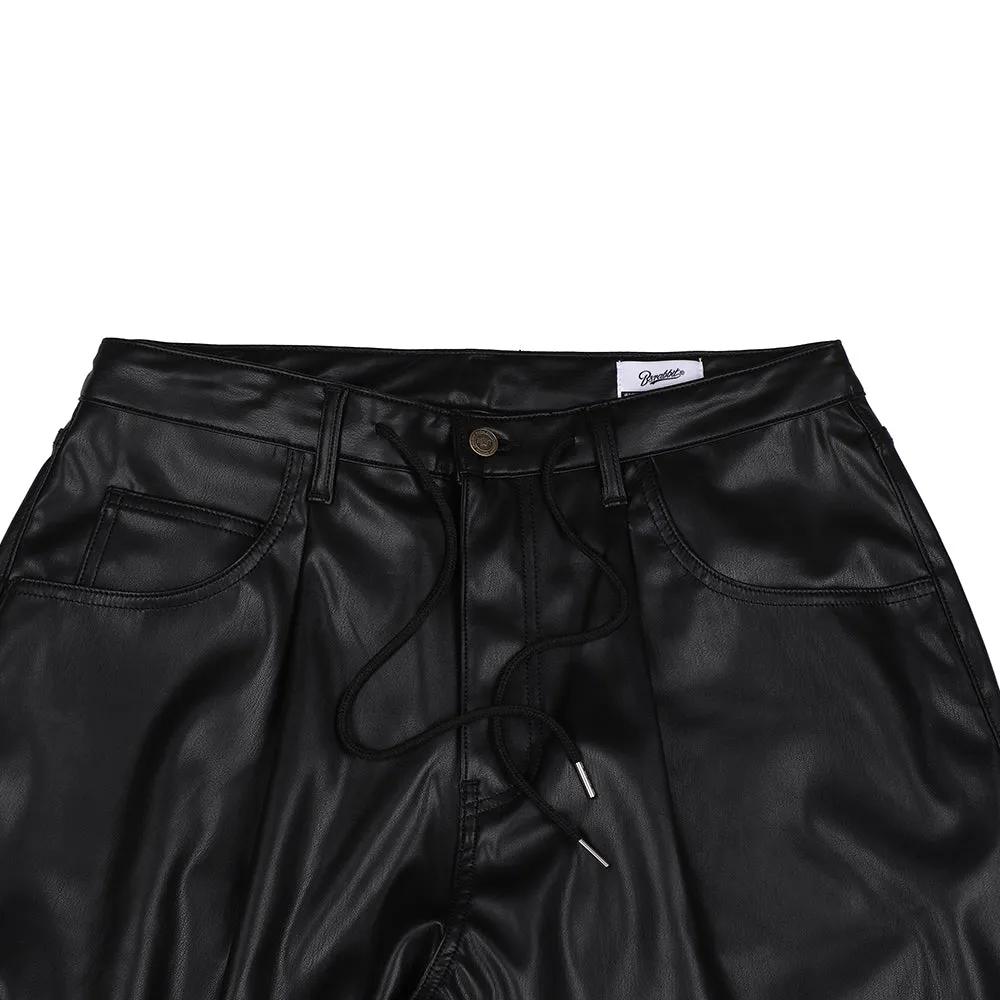 MID90 BAGGY VEGAN LEATHER PANTS BLACK