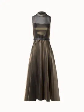 Midi Dress in Sheer Golden Shimmer Silk Blend Organza