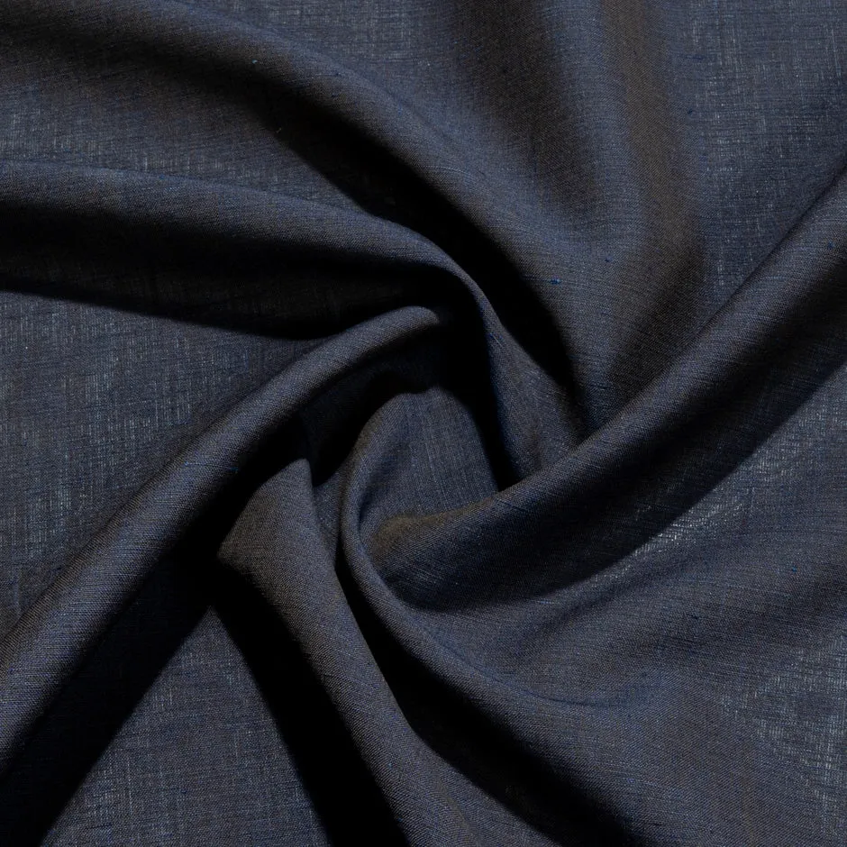 Midnight Blue/Brown Two-Tone Wool, Silk & Linen Blend