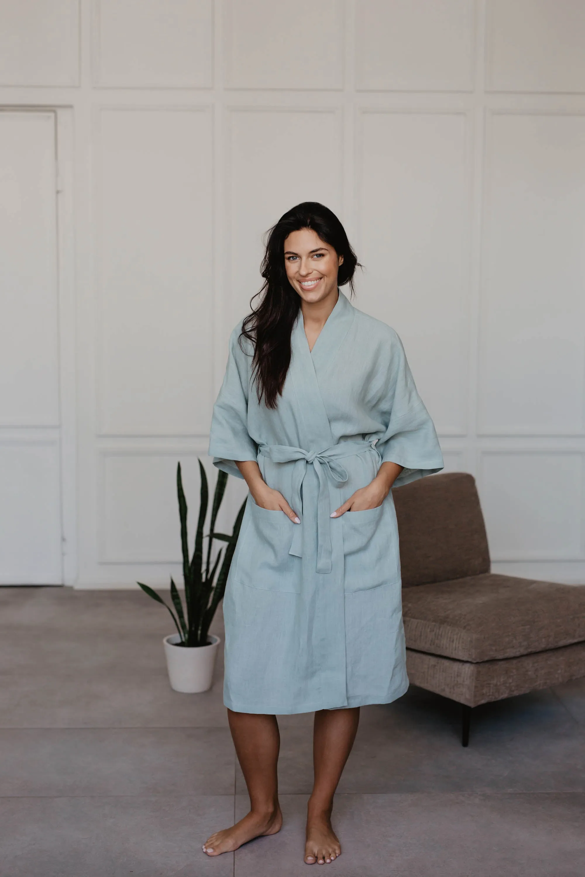 Midnight Linen Bathrobe