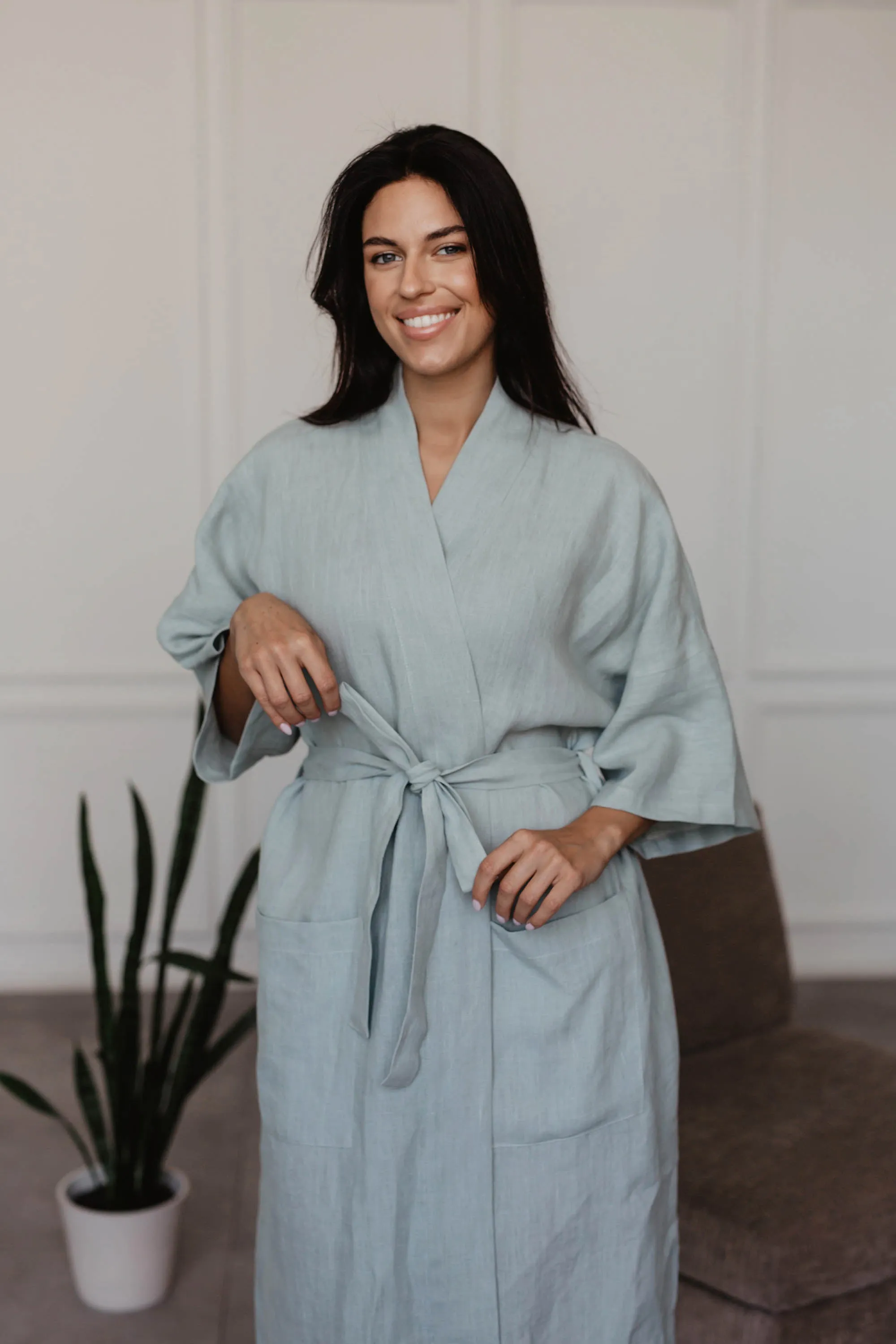 Midnight Linen Bathrobe