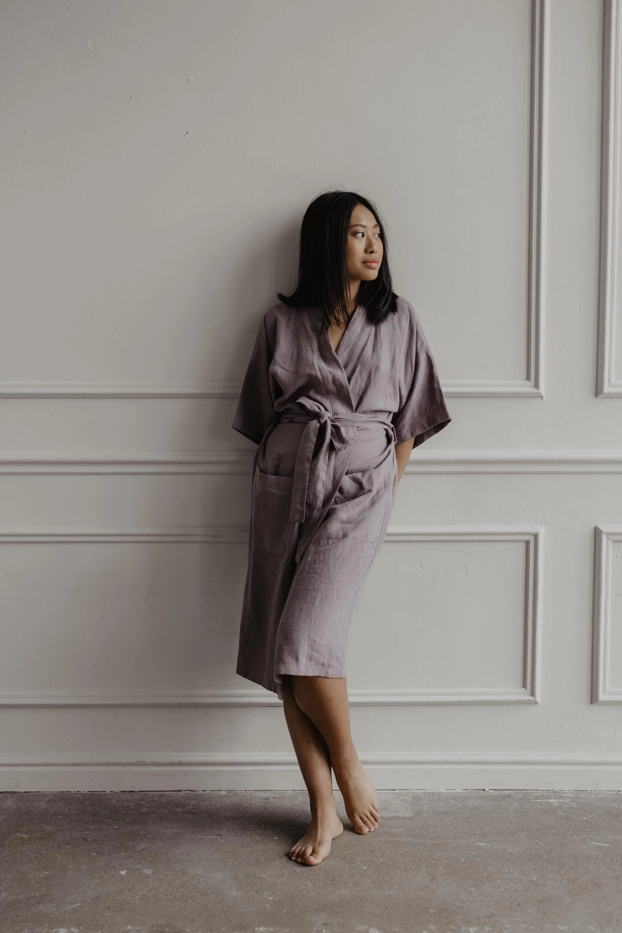 Midnight Linen Bathrobe