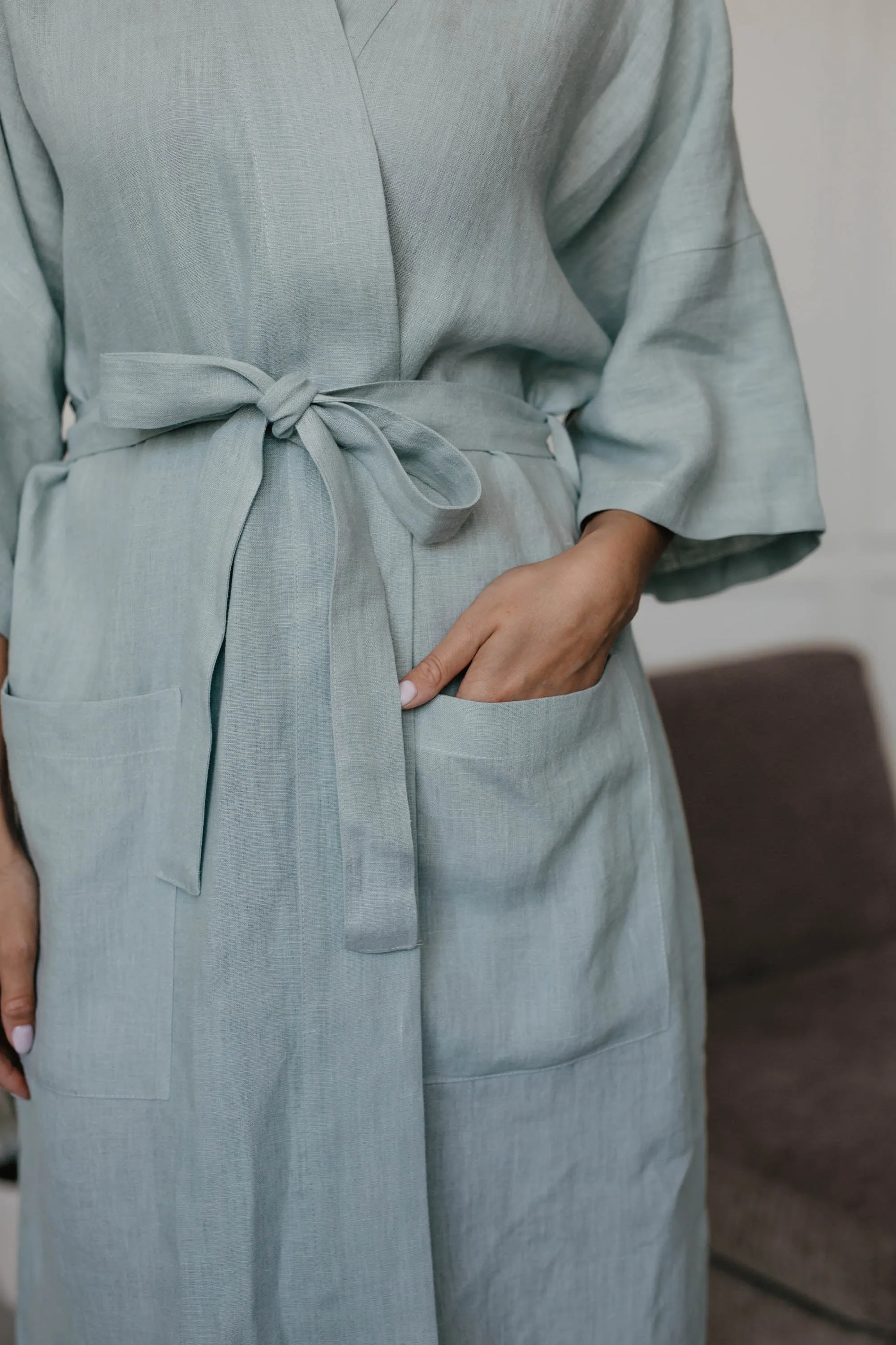 Midnight Linen Bathrobe