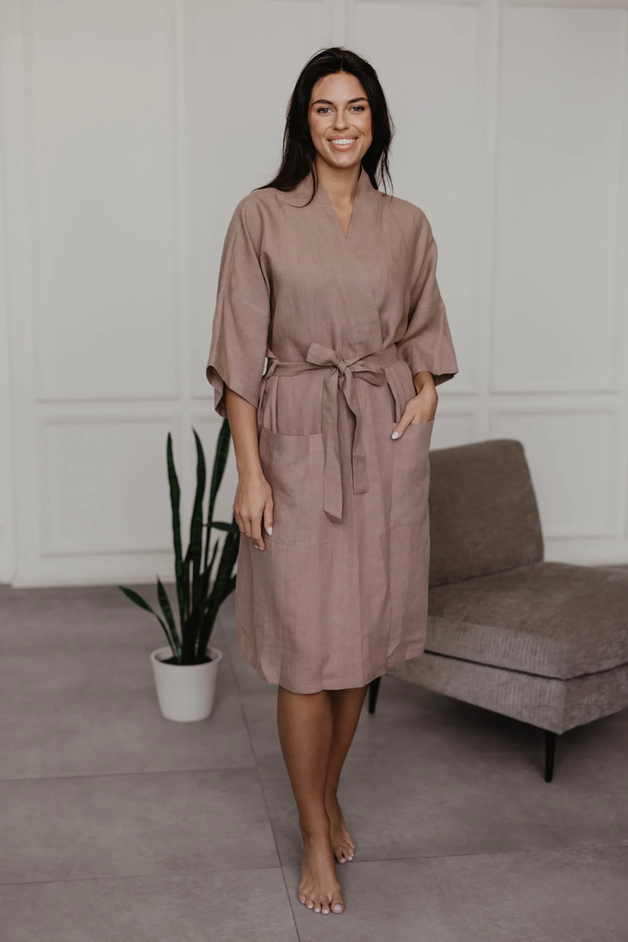 Midnight Linen Bathrobe