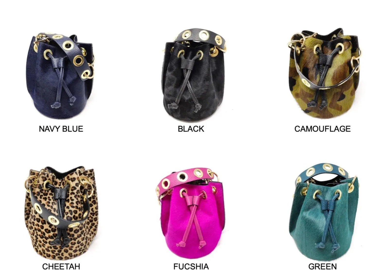 Mila Genuine Leather Pony Hair Bucket Bag | Cheetah