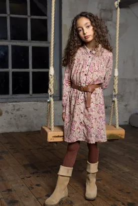 Milau Long Sleeve Floral Shirt Dress with Belt