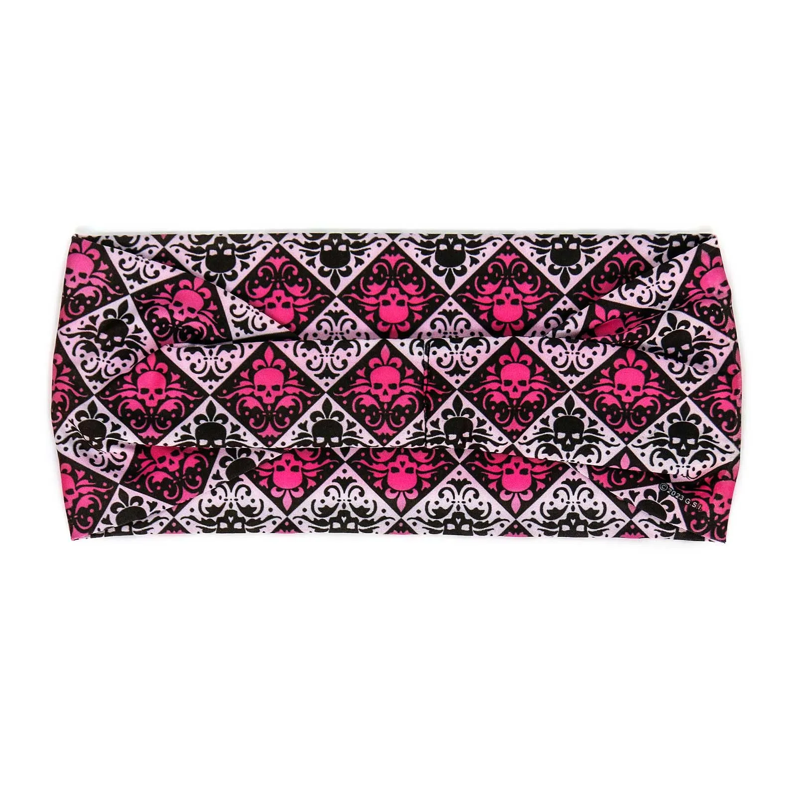 Milwaukee Leather | Bling Designed Wide Headbands-Headwraps for Women Biker Bandana with Fleur De Skulls - MLA8022