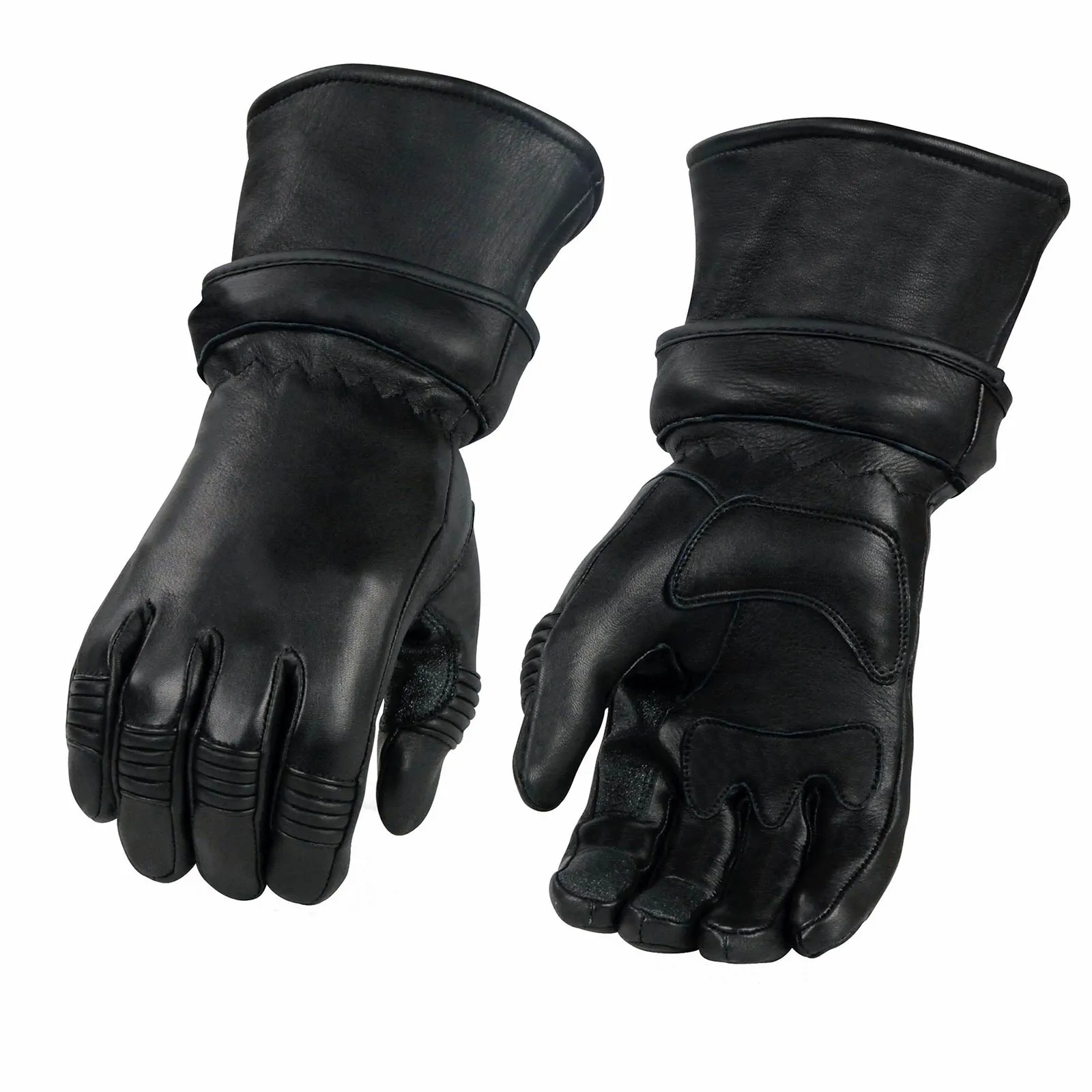 Milwaukee Leather SH852 Men's Black Deerskin Leather Gauntlet Motorcycle Thermal Lined Gloves