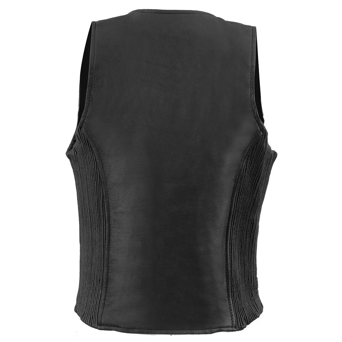 Milwaukee Leather Women's Black Premium Leather Zipper Closure Motorcycle Rider Vest w/ Stretch Side Panel MLL4555