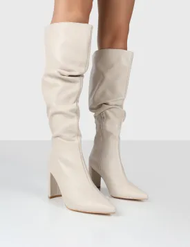 Mine Wide Fit Stone PU Knee High Boots