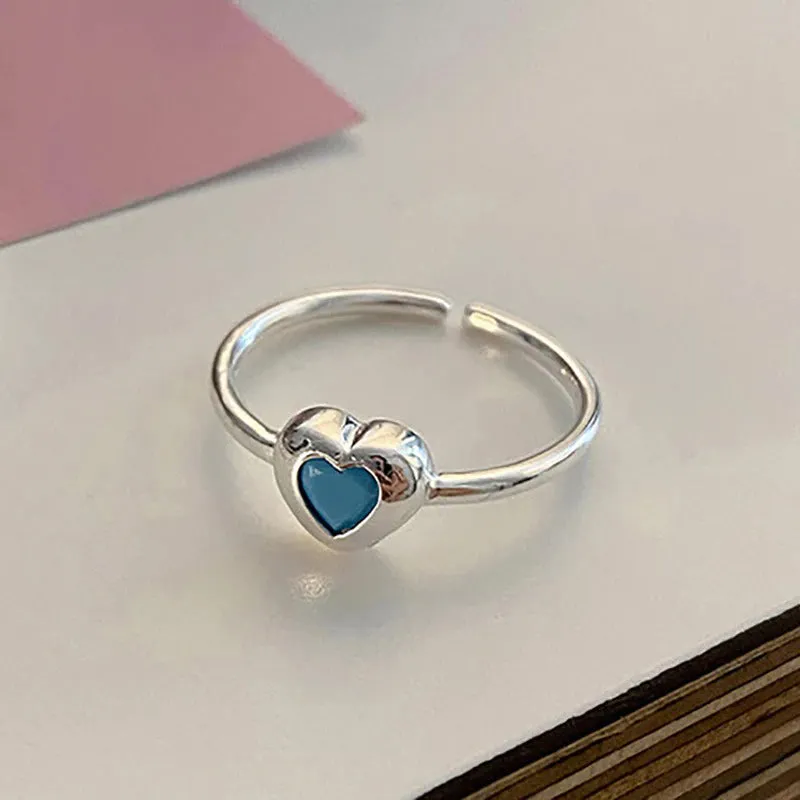 Minimalist Zircon Love Heart Adjustable Rings