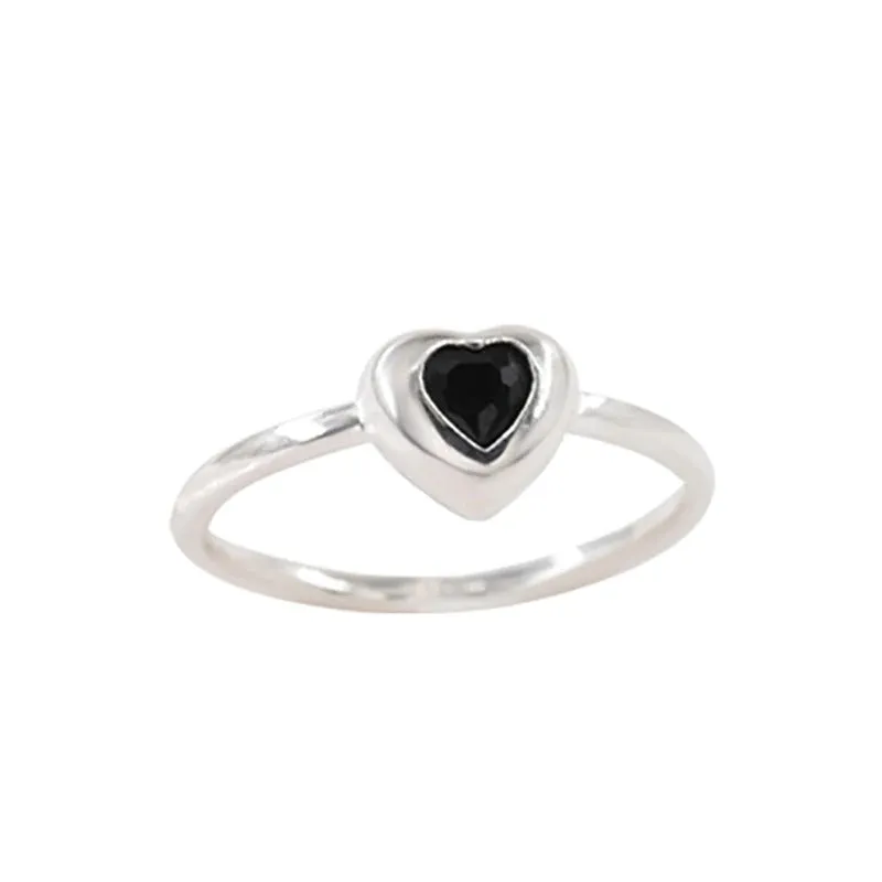 Minimalist Zircon Love Heart Adjustable Rings