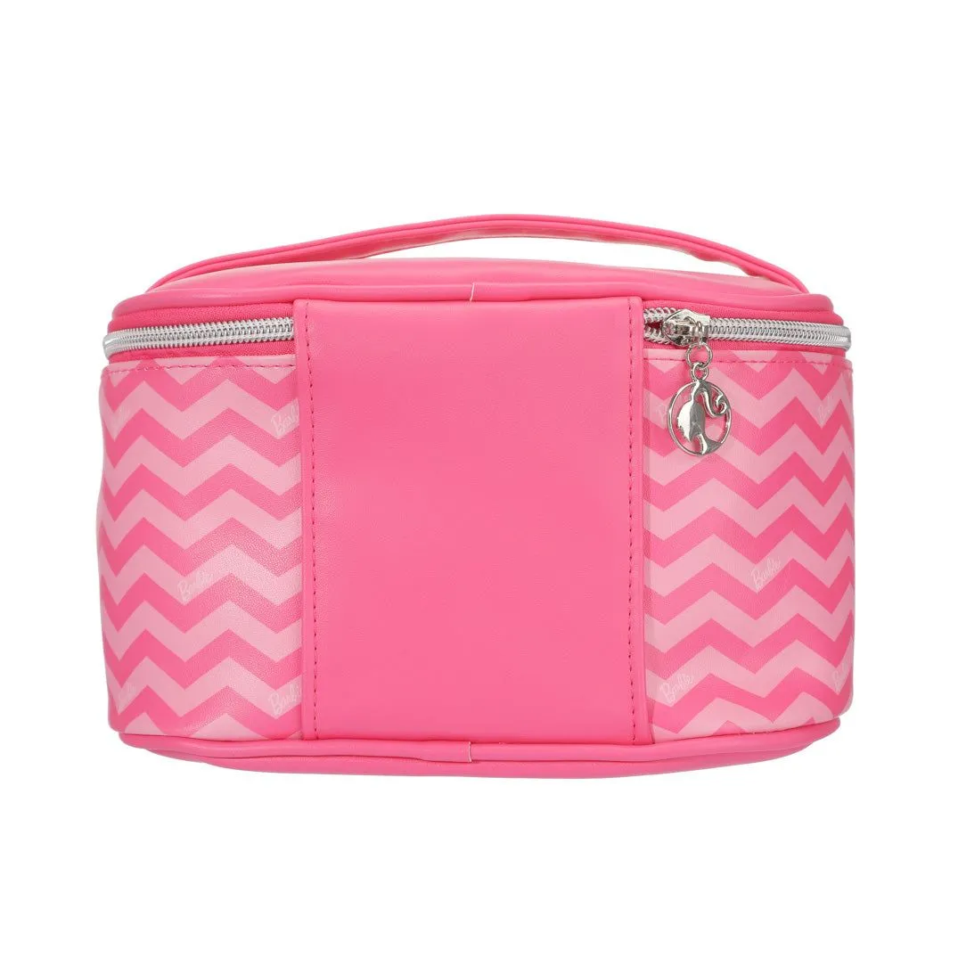 Miniso Barbie Collection Barrel Cosmetic Bag( Rose Red)