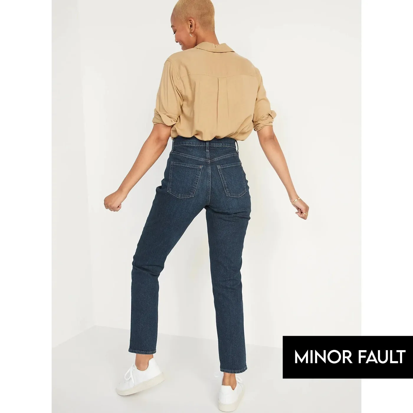 (Minor Fault) Extra High Button-Fly Dark Blue Jeans