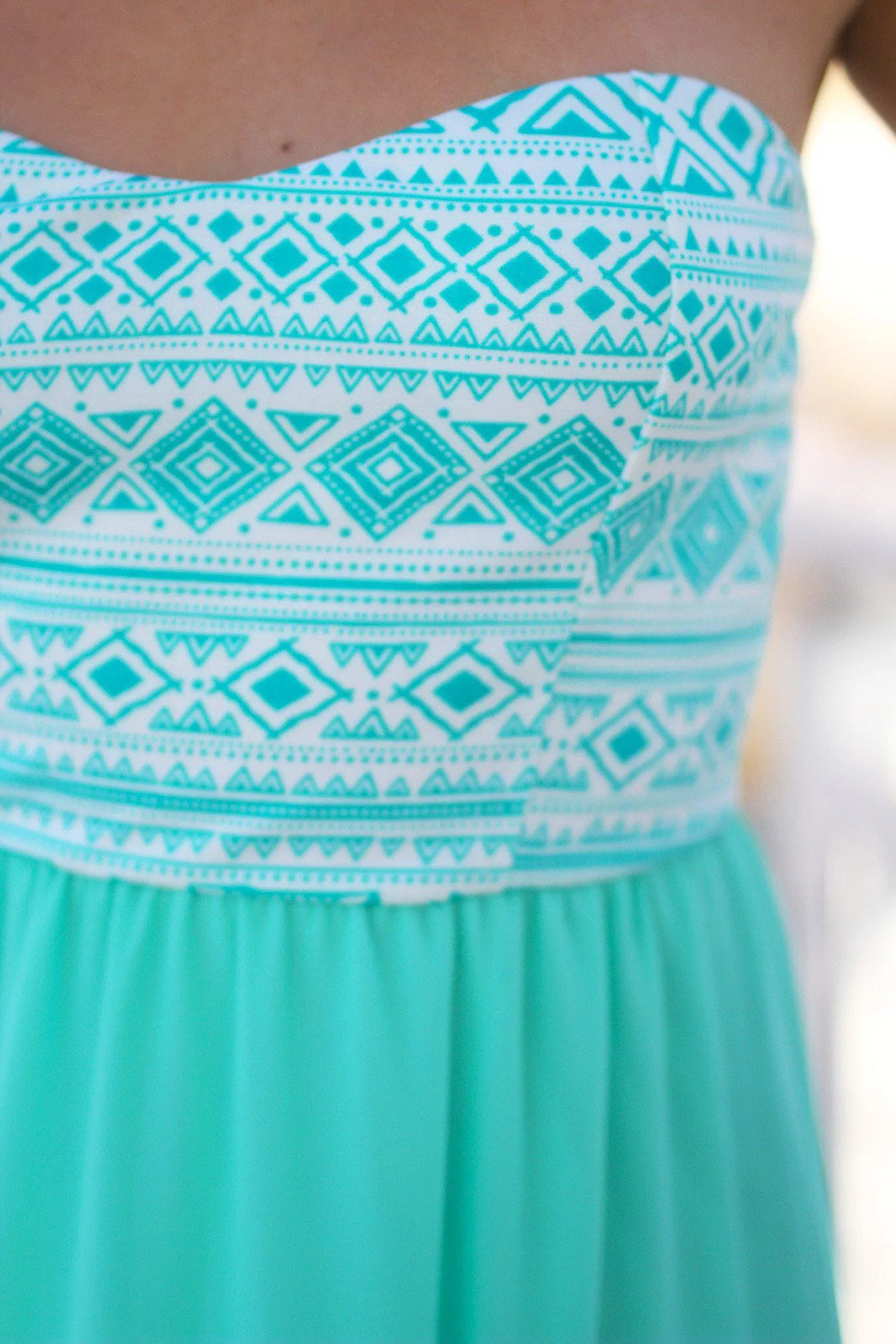 Mint Maxi Dress with Aztec Top