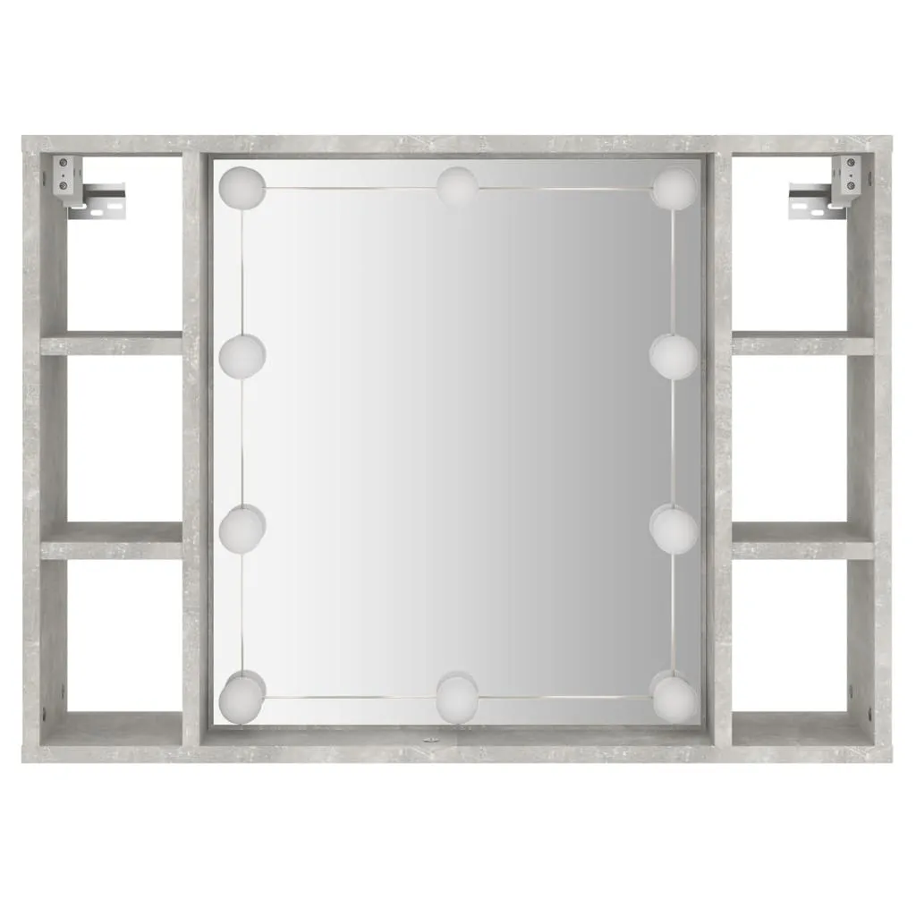 Mirror Cabinet with LED Concrete Grey 76x15x55 cm