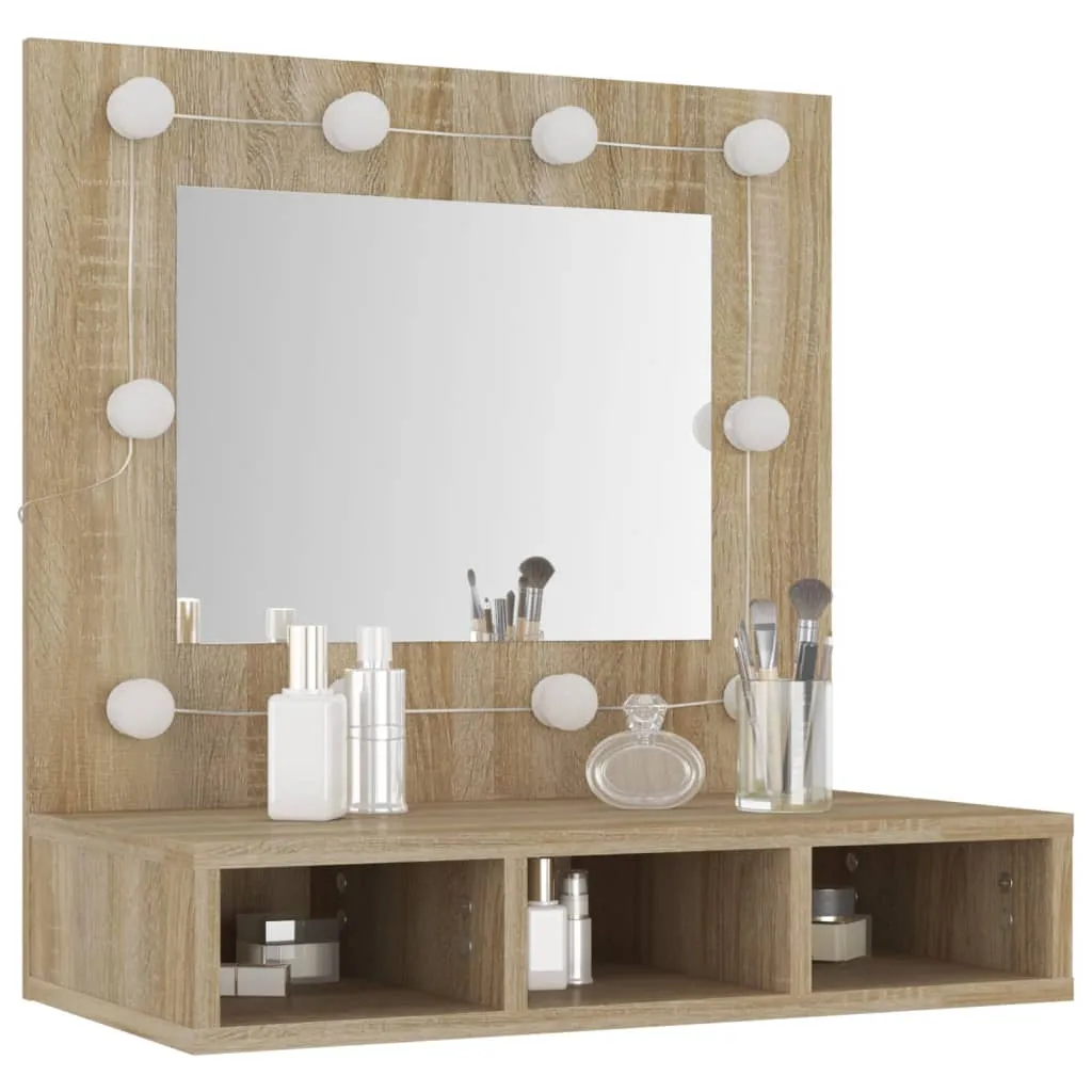 Mirror Cabinet with LED Sonoma Oak 60x31.5x62 cm