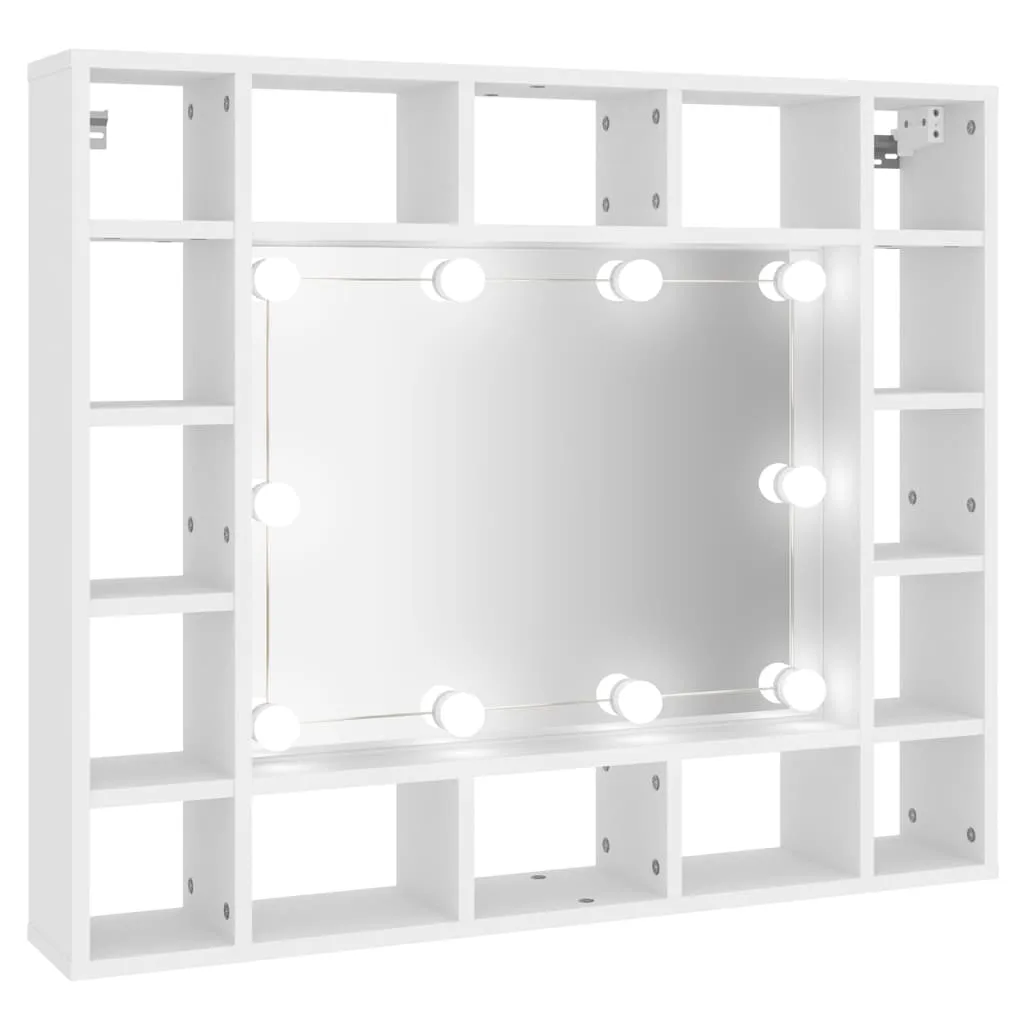 Mirror Cabinet with LED White 91x15x76.5 cm