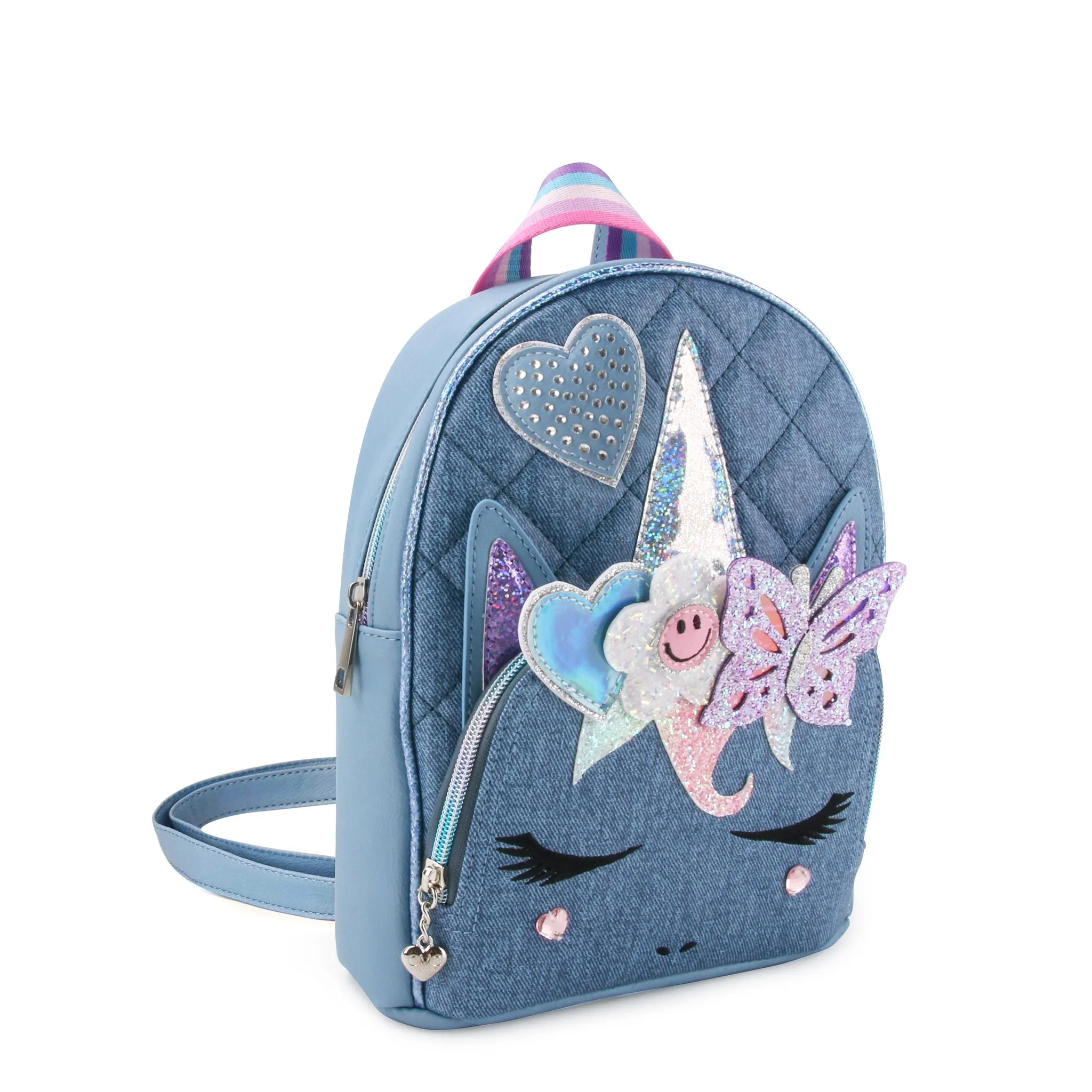 Miss Gwen Unicorn Quilted Denim-Printed Mini Backpack