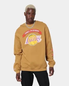 Mitchell & Ness Los Angeles Lakers 3-Peat Crewneck Bone Brown