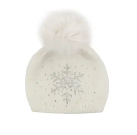 Mitchie's | Sparkle Snowflake Beanie with Fur Pom