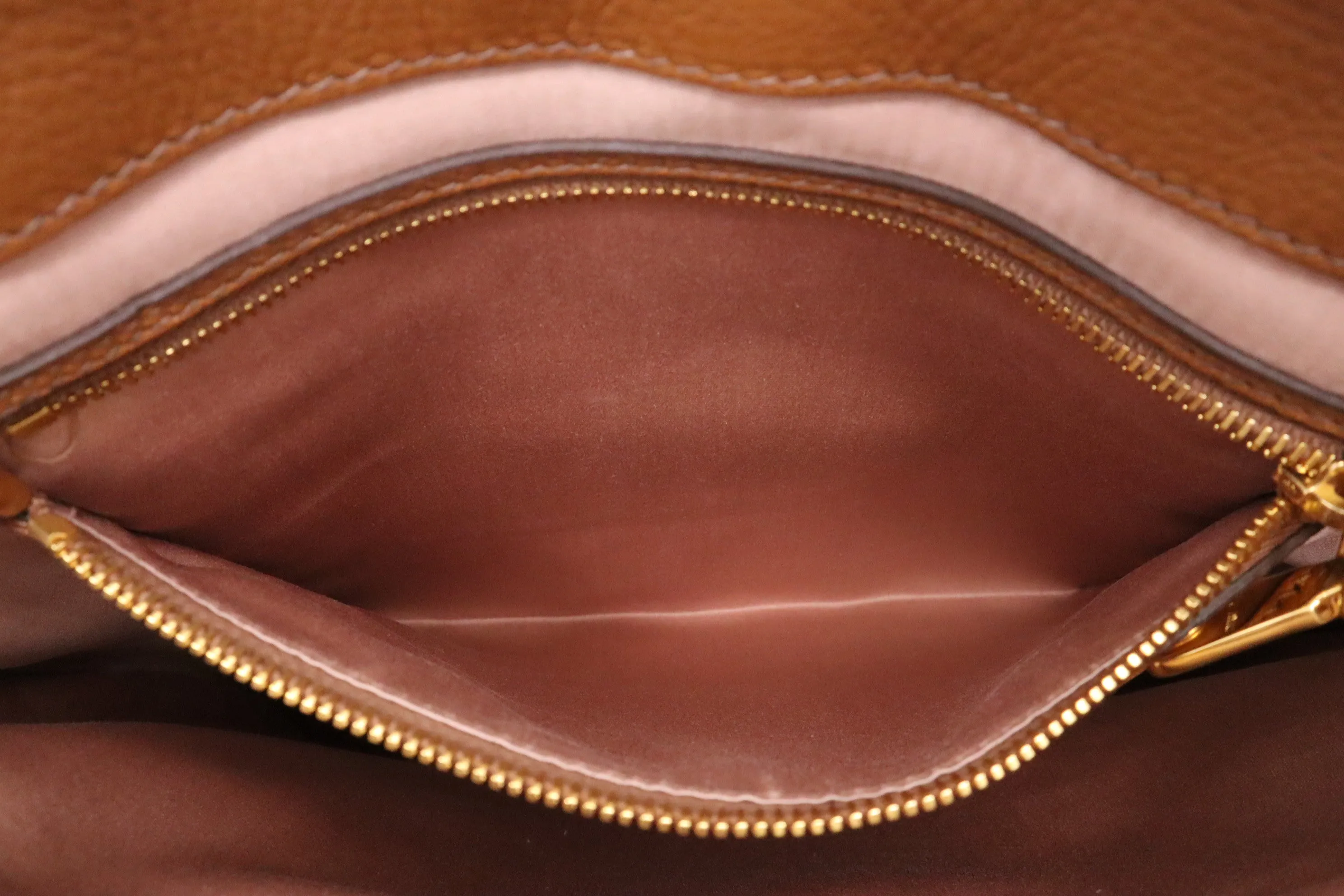 Miu Miu Madras Large Tote in Brown Leather