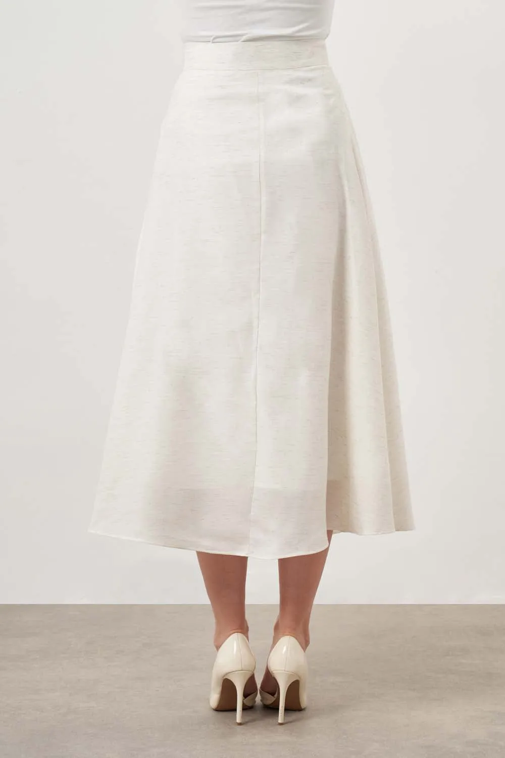 Mizalle-Midi Skirt-Ecru