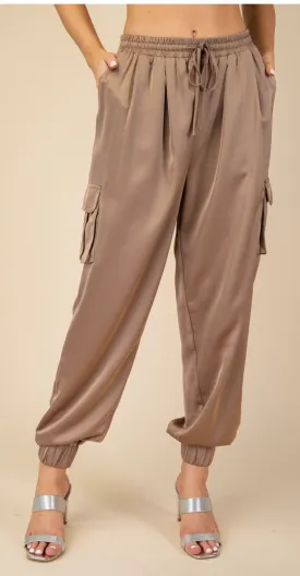 Mocha Satin Joggers