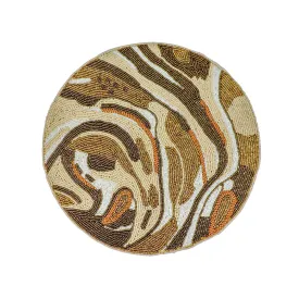 Modern Camo Glass Beaded Placemat in Tan & Brown, Set of 2