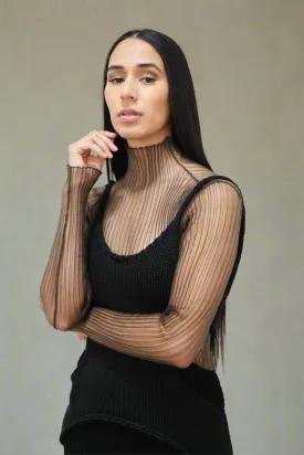 Modern Mist Sheer Turtleneck Top