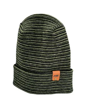 Modern Theta Stitch Contrast Cuffed Beanie (Patent Pending Design) Black / Green, Made in USA