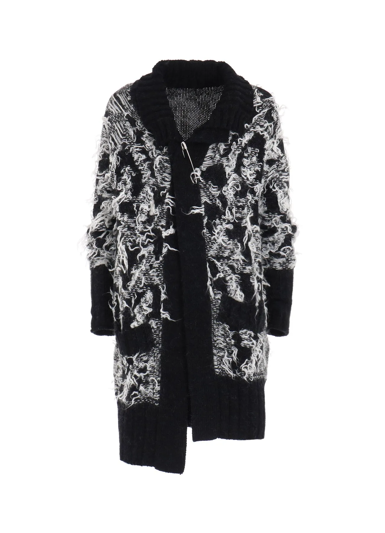 MOHAIR JACQUARD QUILT PIN KNIT CARDIGAN