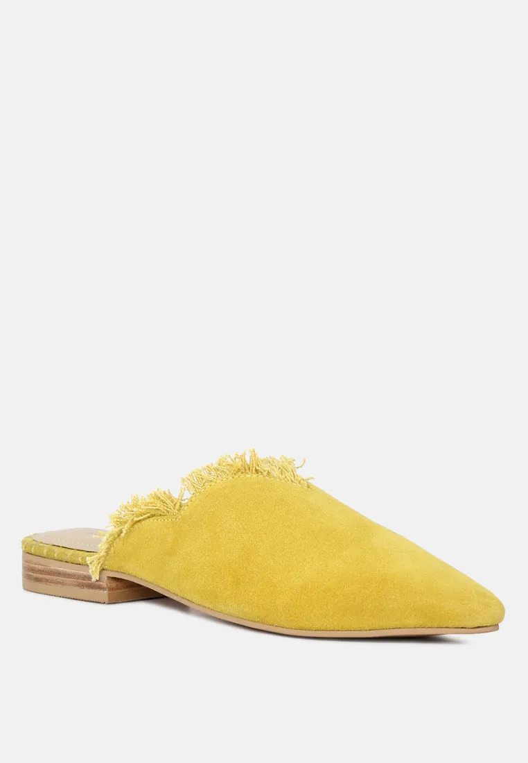 Molly Frayed Leather Mules