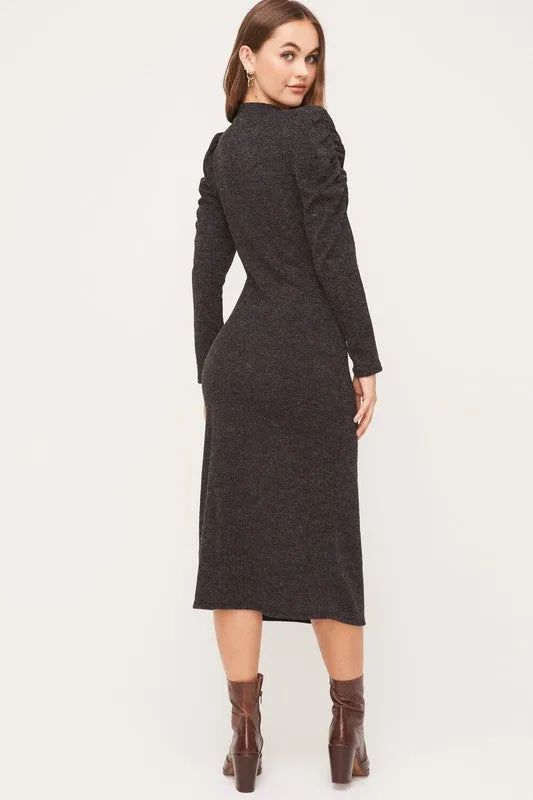 Molly Midi Dress in Dark Mélange