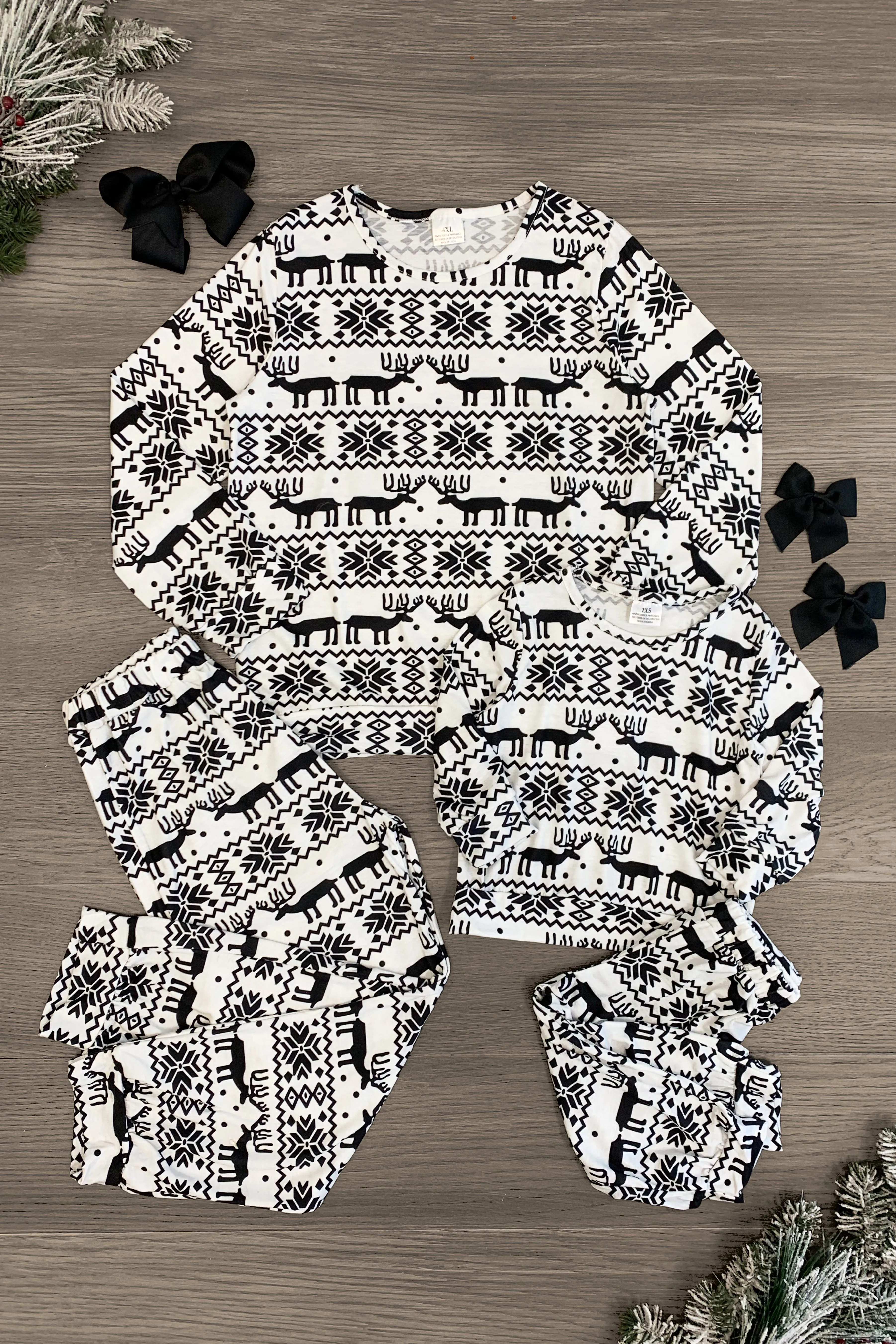 Mom & Me - Black & White Nordic Pajamas