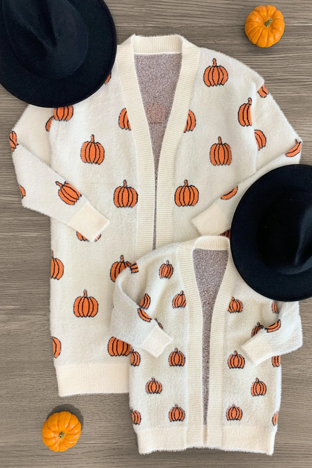 Mom & Me - Cozy Cream Pumpkin Cardigan