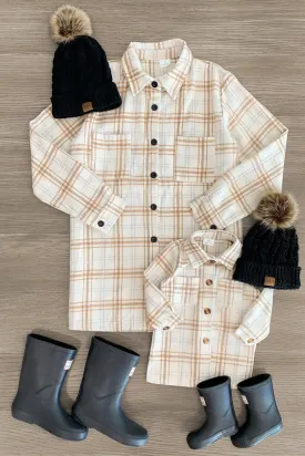 Mom & Me - Cream Plaid Shacket