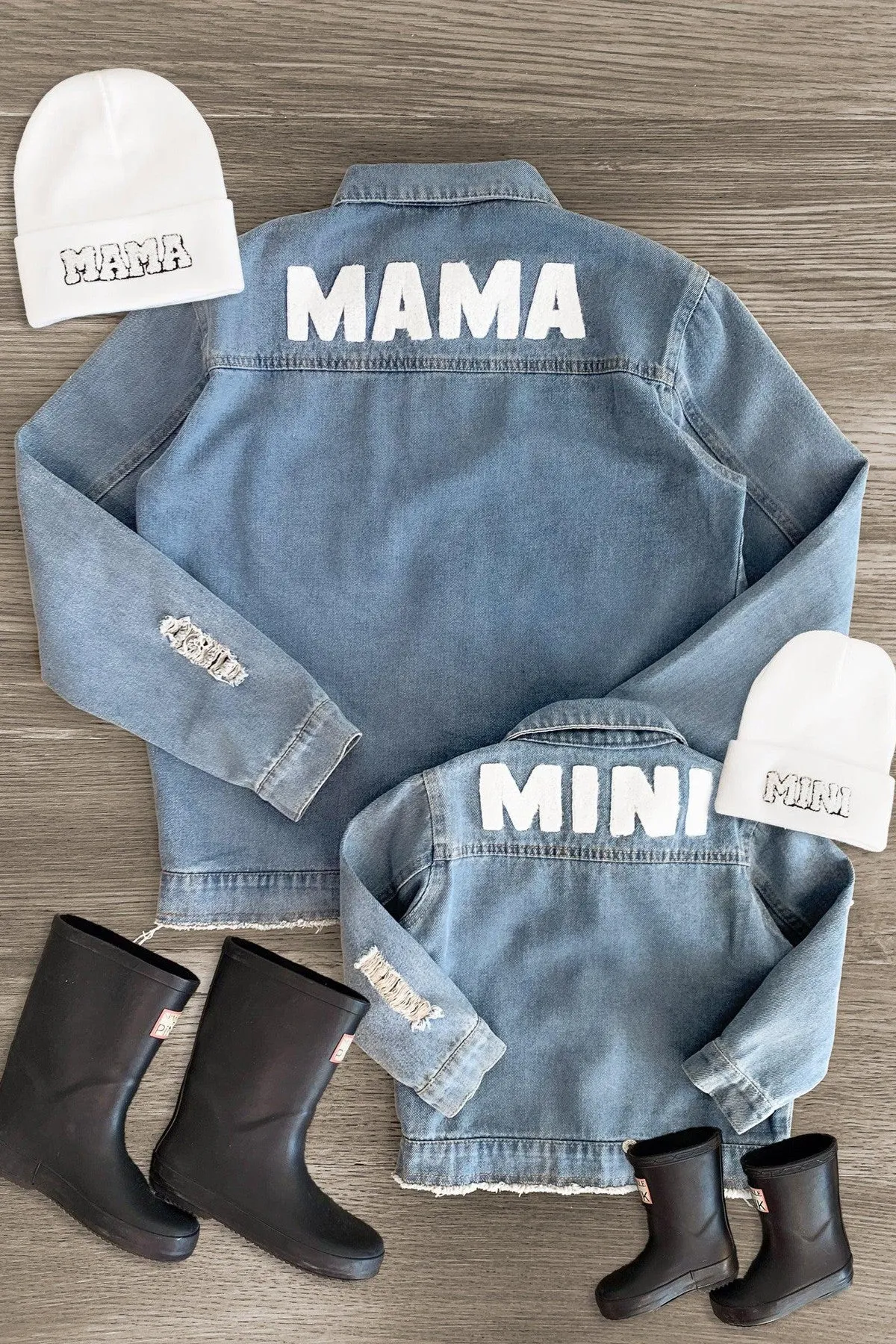 Mom & Me - "Mama & Mini" Chenille Patch Denim Jacket