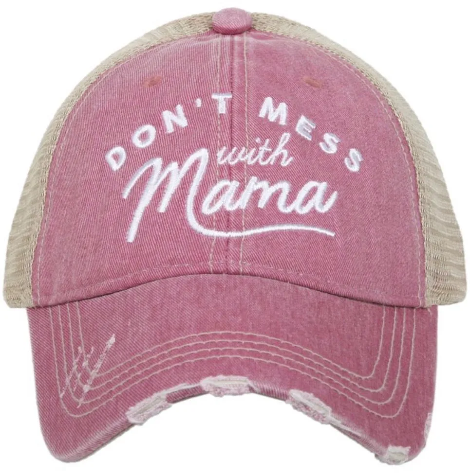 Mom hats! Dont mess with Mama | Embroidered distressed womens trucker cap | 4 colors!  Black • Wine • Light pink • Teal | Mama bear | Mommin ain’t easy | Tired as a mother