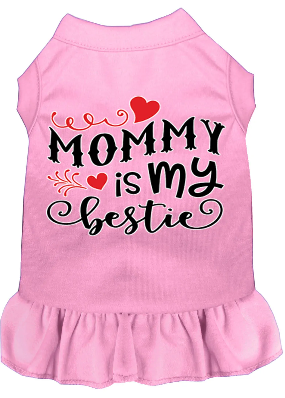 Mommy Is My Bestie Screen Print Dog Dress Light Pink Xs (8)