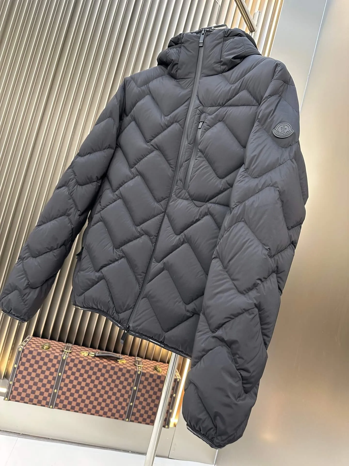 Moncler Maya Chevron Down Jacket in Black