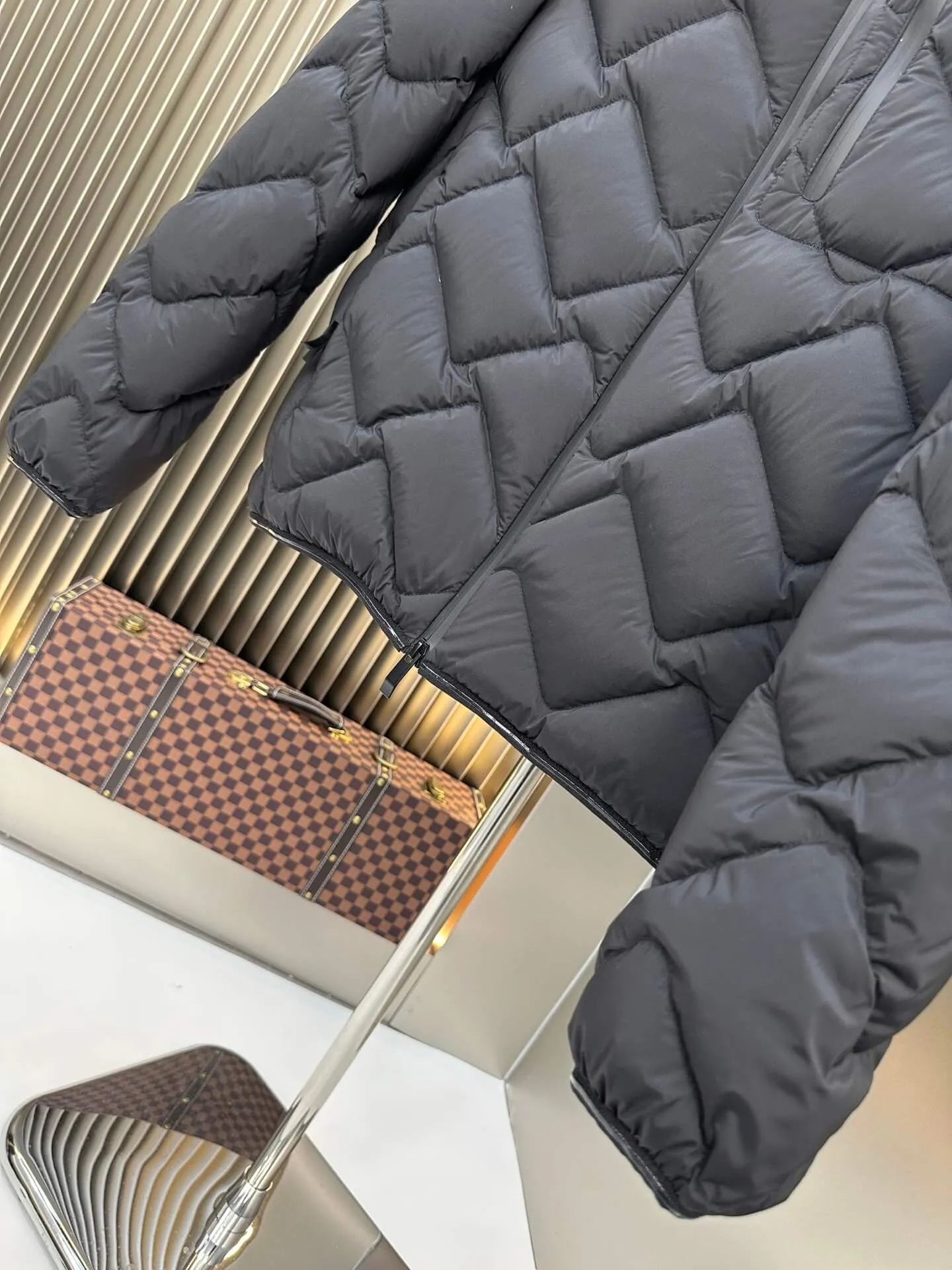 Moncler Maya Chevron Down Jacket in Black