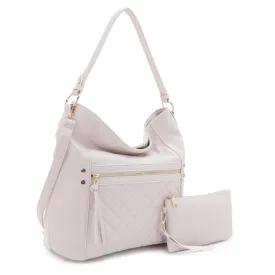 Monique Quilted Front Pocket 2 in 1 Hobo Bag Set