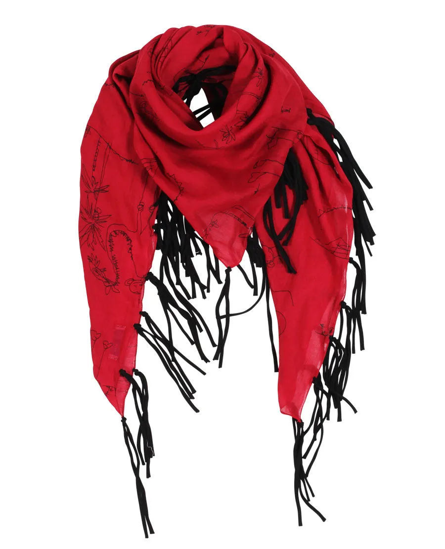 Monkey Loves Camel Fringe Square Scarf