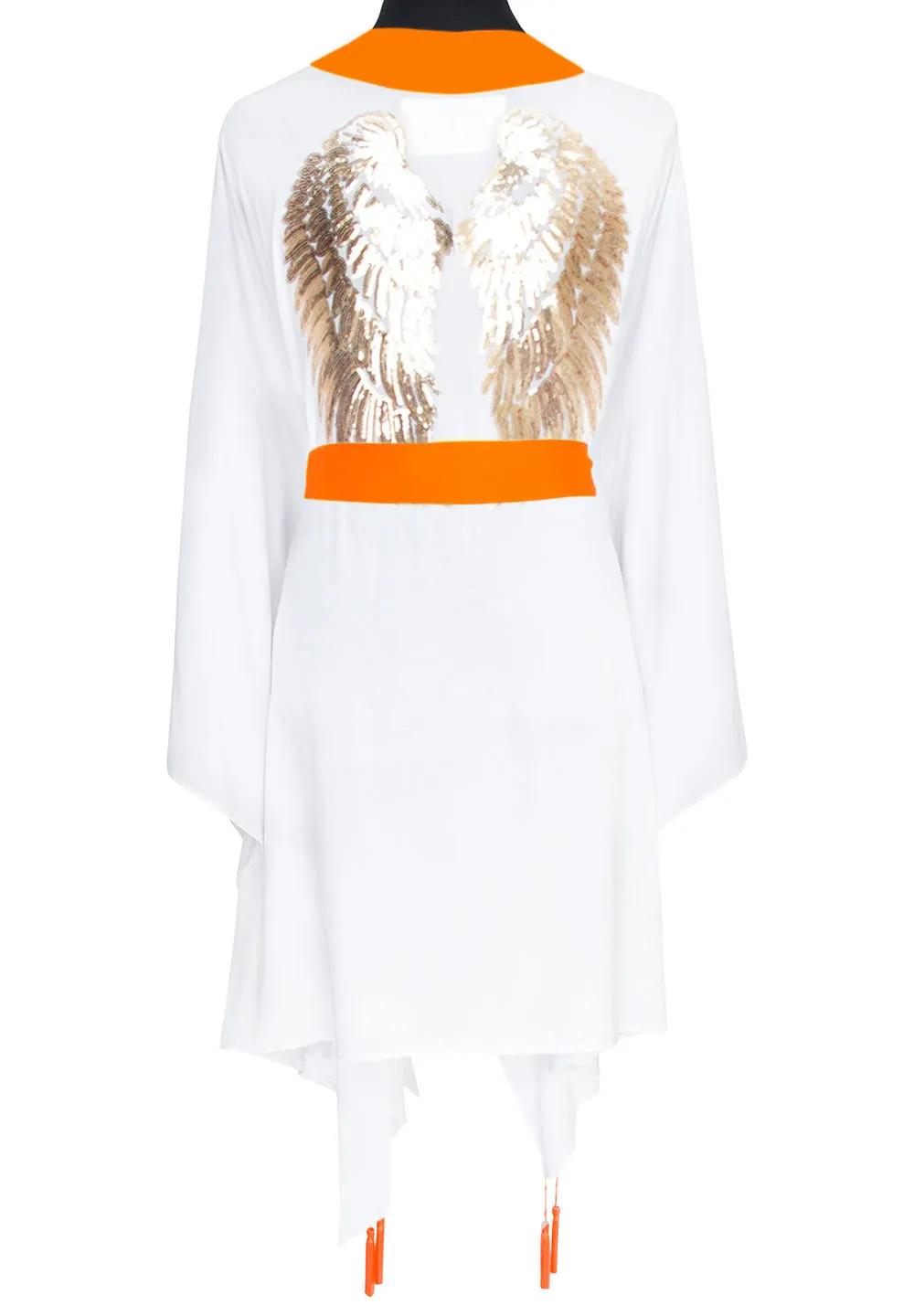 Monochrome - White Kimono Wings (Neon Orange)