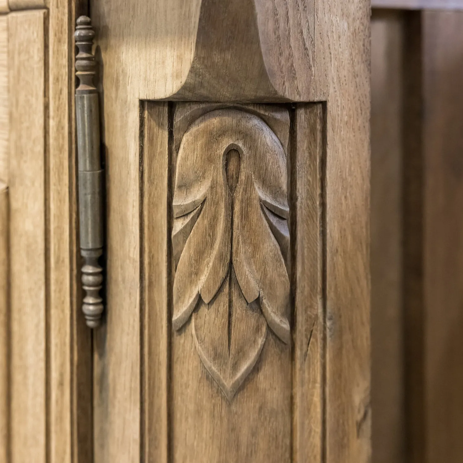 Monumental Pair of 19th Century Louis XV Style Bleached Oak Glass Door Chateau Encoignures or Corner Cabinets