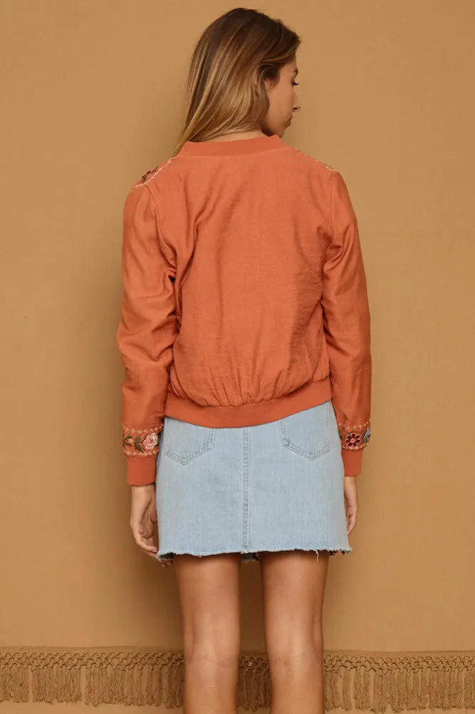 Moon Child Bomber Jacket Tan